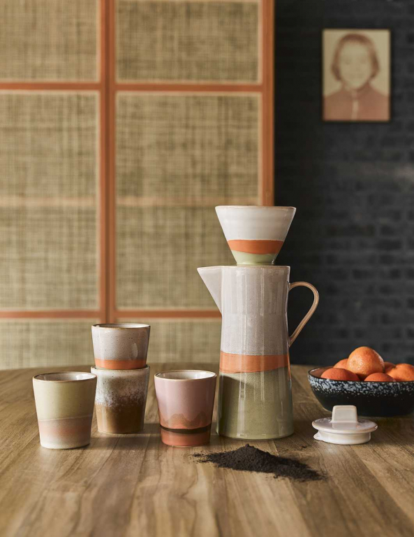 HKliving 70's Ceramic americano mok set van 4 pegasus