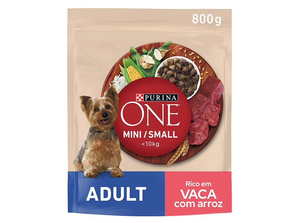 RAÇÃO PARA CÃO PURINA ONE MINI ADULTO COM VACA 800G