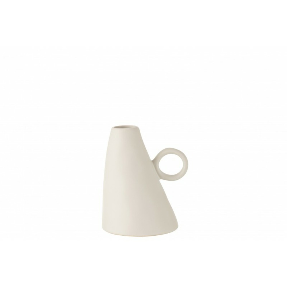 Vase incliné en céramique blanc 13x12x17 cm
