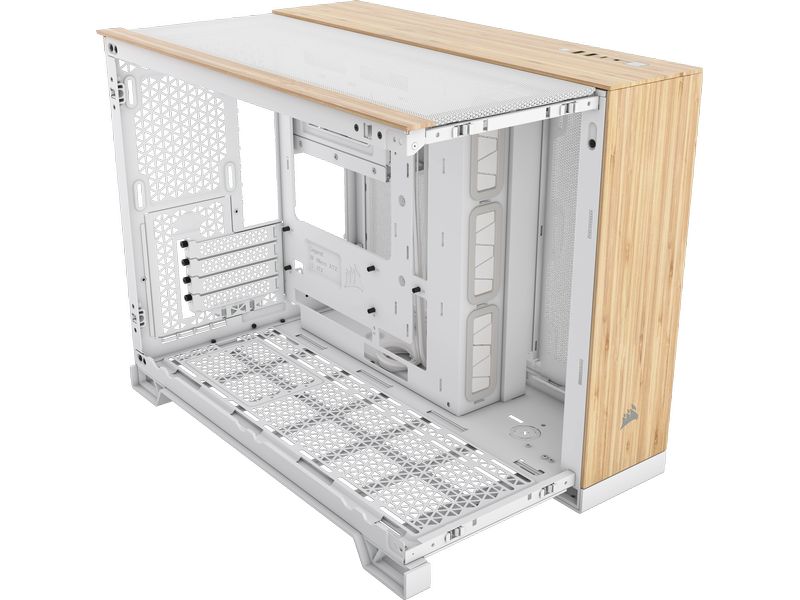Corsair PC-Gehäuse 2500X Weiss/Bambus Mid-Tower PC-Case mit Zwei-Kammer-Design und herausragendem Luftstrom