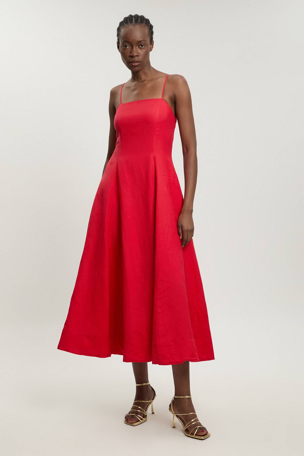 KarenMillen Robe Maxi en Lin Tissé à Bretelles