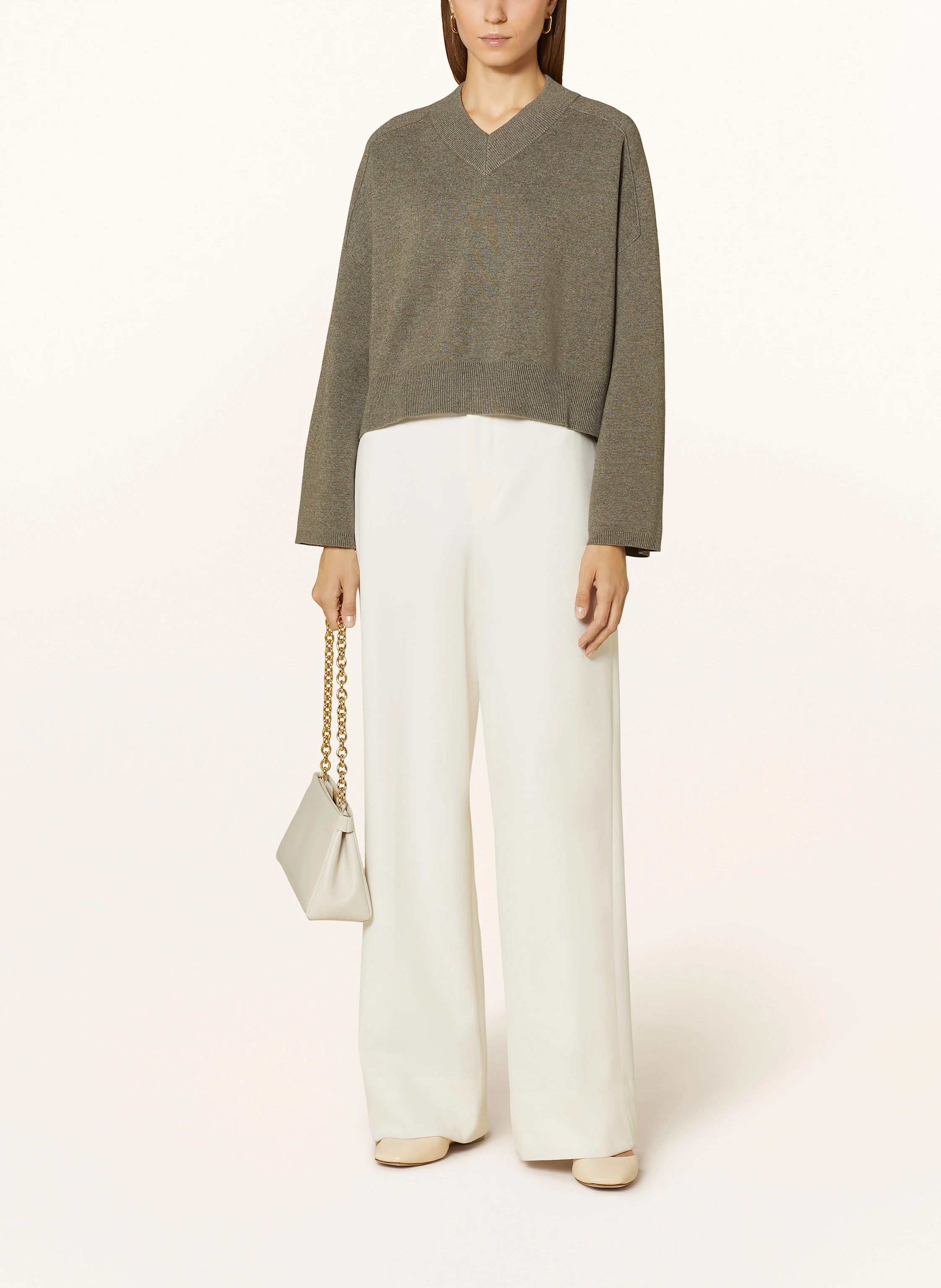 MRS & HUGS Cropped-Pullover mit Leinen