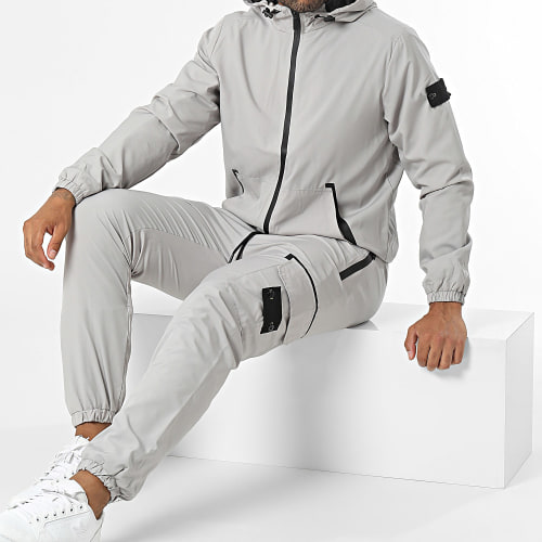 Ensemble Veste Zippée Et Pantalon Cargo Gris