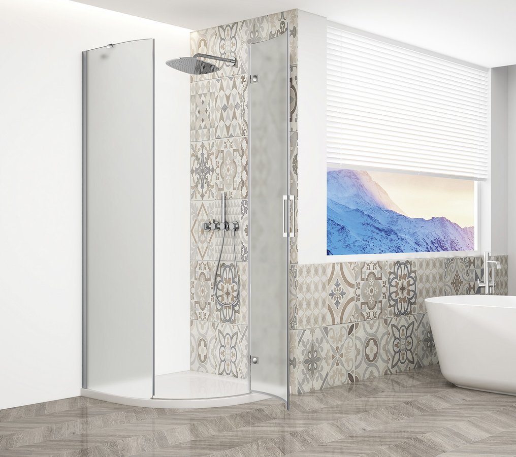 Gelco Trinity kwartronde douchecabine 90x90cm links mat glas chroom