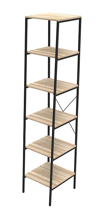 Étagère de rangement style industriel Napari 5 cases bois et métal H. 190 x L. 40 cm
