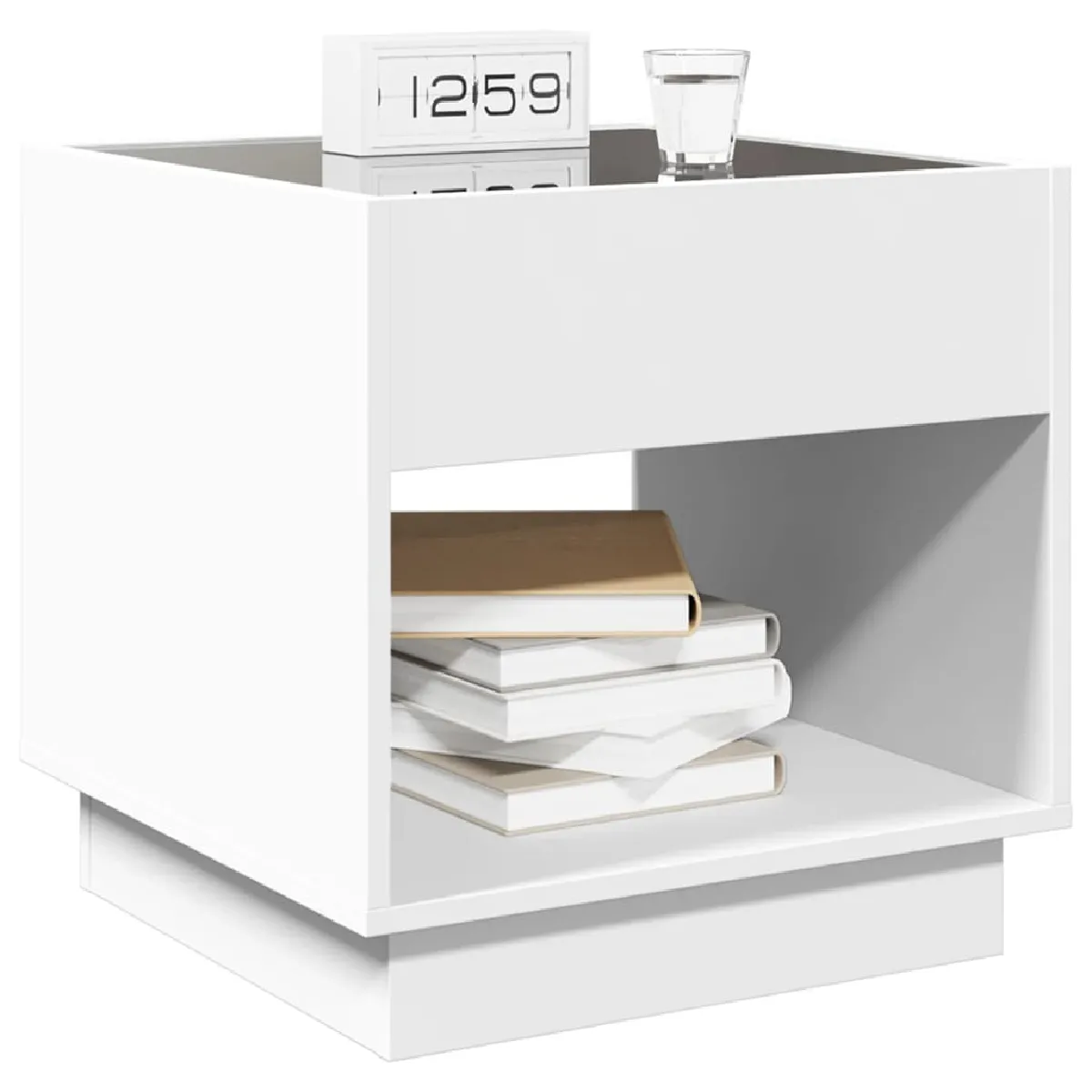 vidaXL Table de chevet LED Blanc