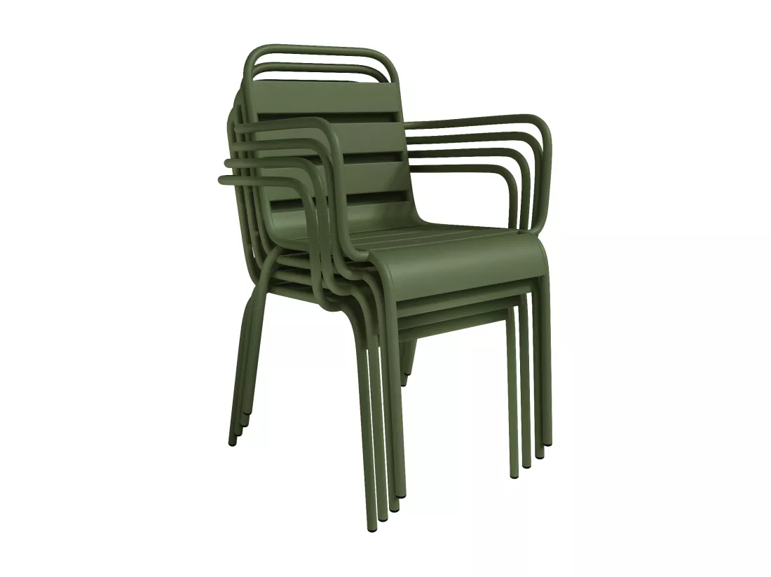 Lot de 2 fauteuils de jardin empilables en métal - Kaki - MIRMANDE de MYLIA