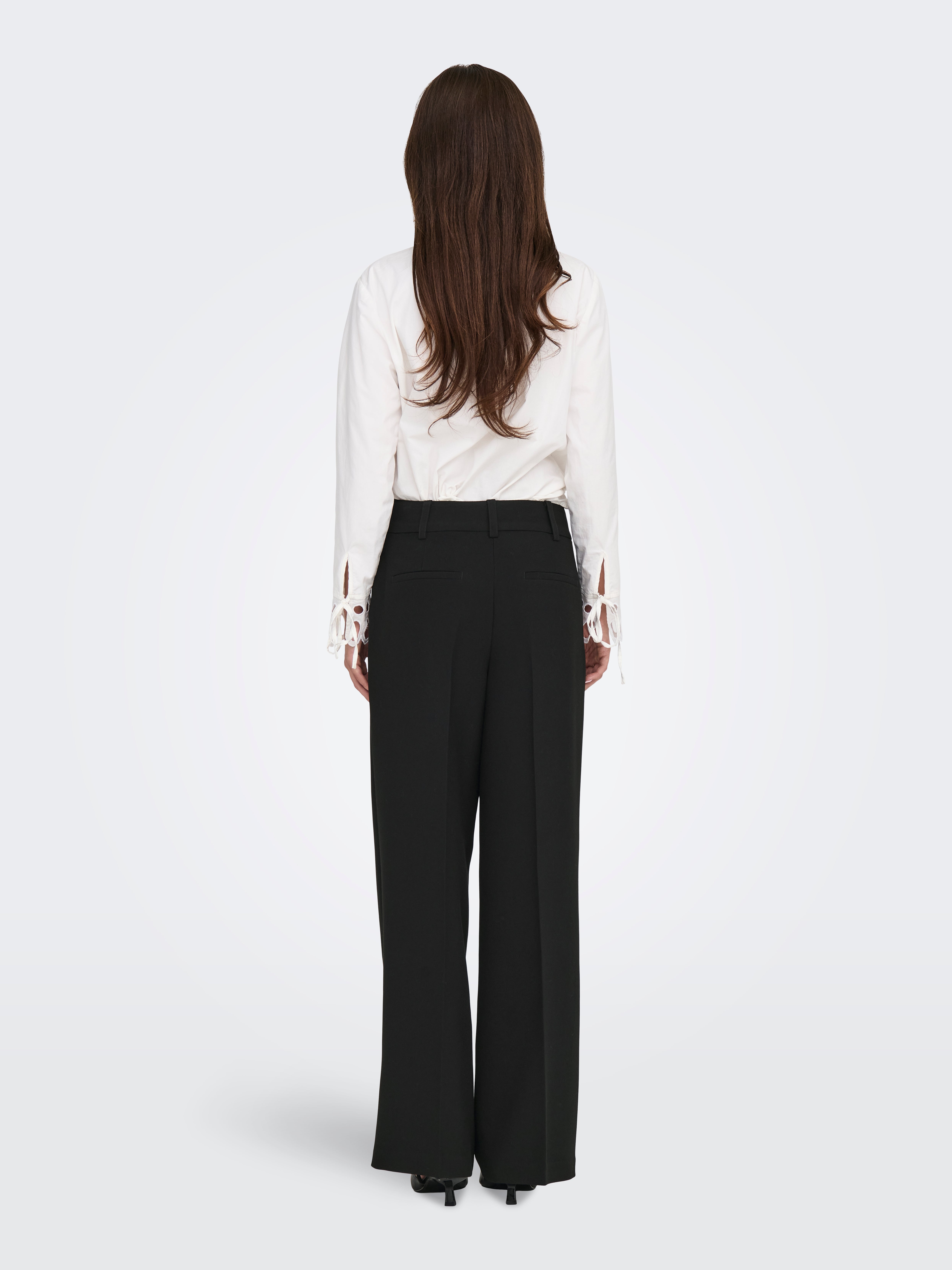 JDYCILLE Hohe Taille Gerade geschnitten Hose Black