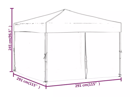 Tente de réception pliable avec parois Noir 3x3 m