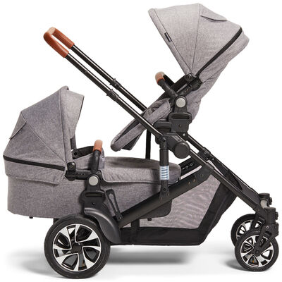 Beemoo Maxi 4 Twin Søskenvogn, Grey Melange/Black
