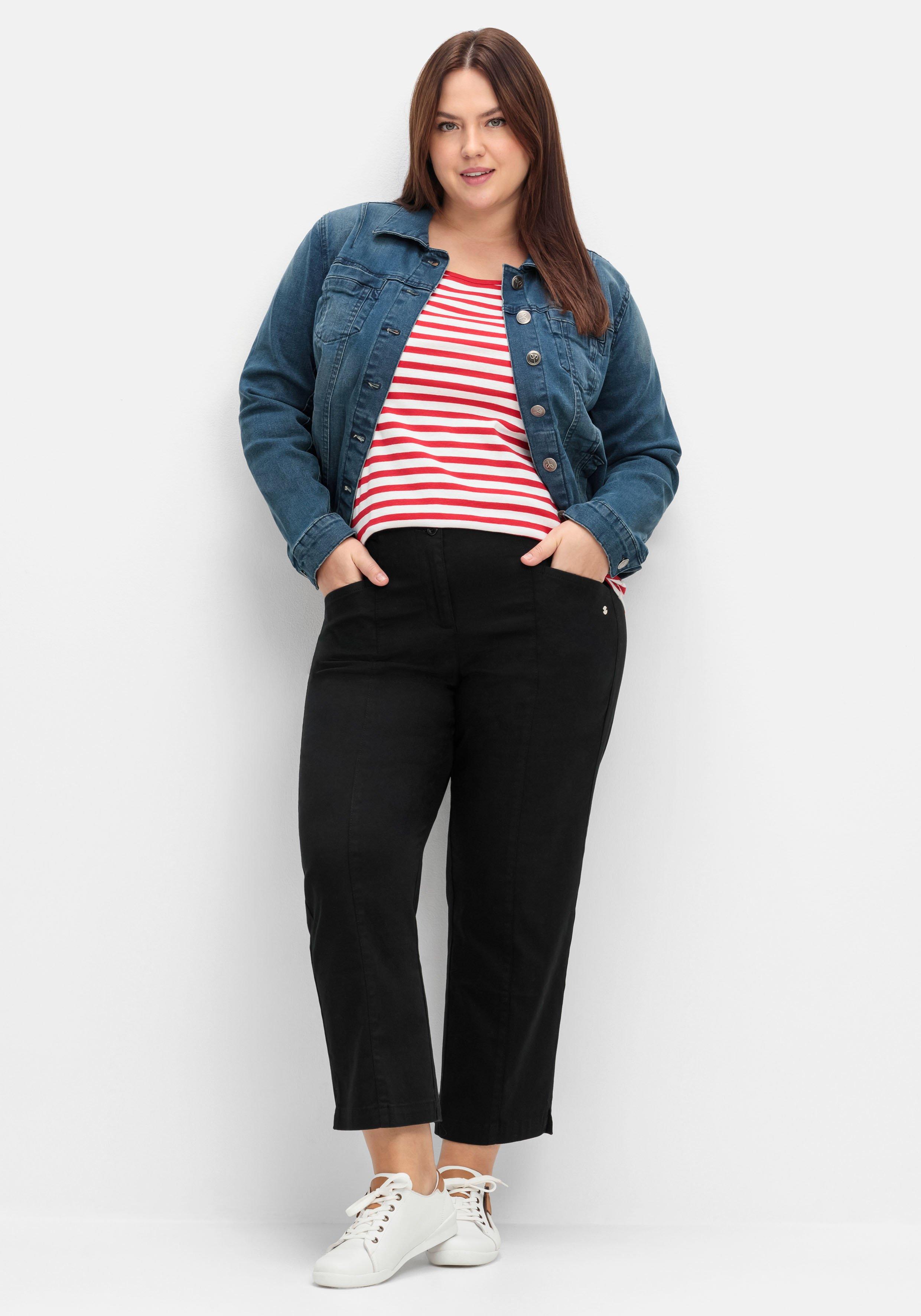 Gerade Twillhose in Curvy-Schnitt PIA, mit Biesen vorn