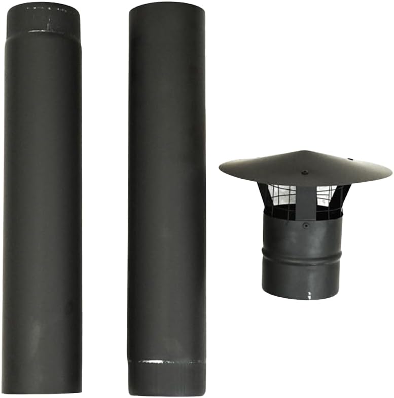 Outbacker Firebox Vista XL Eco Burn | 4,0 kW 19 kg | einwandiges Rauchabzug-Set (Funkenfänger, 1,1 m Einzelset)