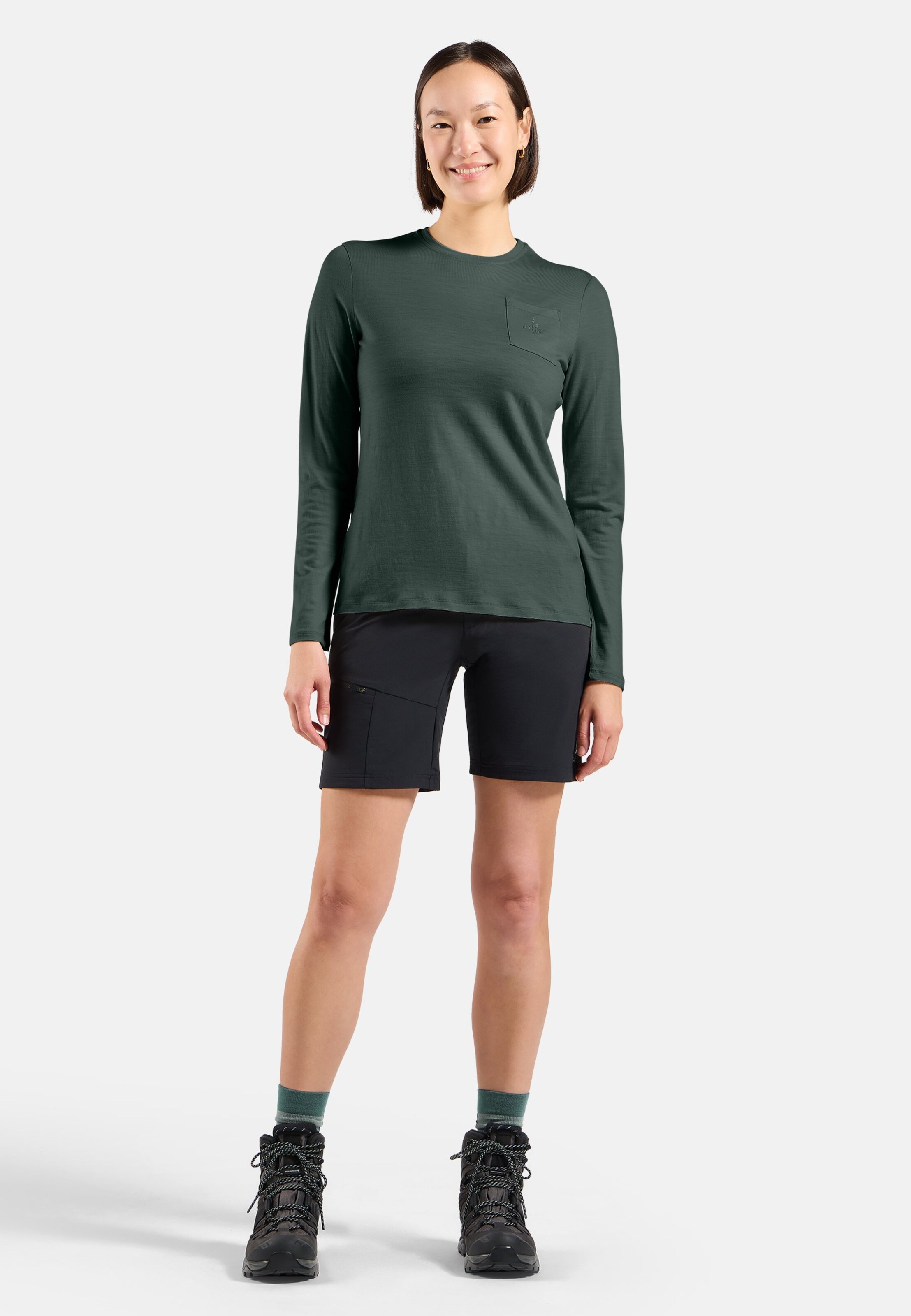 Ascent Merino 200 Langarmshirt mit Brusttasche in urban chic
