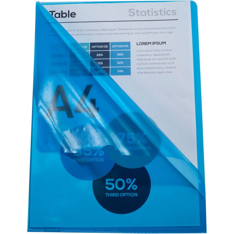 Chemise coin plastique Exacompta  A4 PVC 13/100e transparente - Paquet de 10