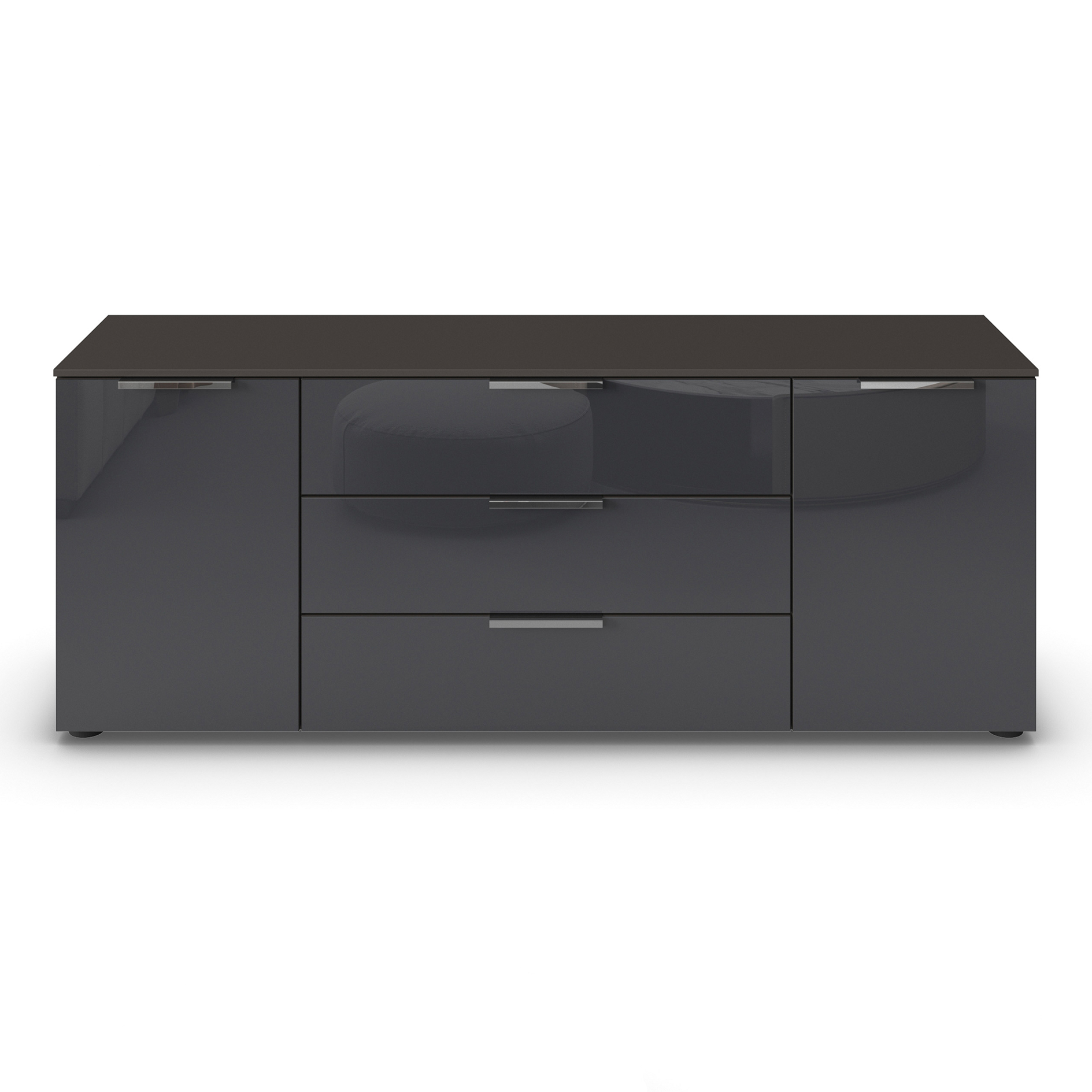Lowboard - graphit-Basalt - Glasfront - 160 cm