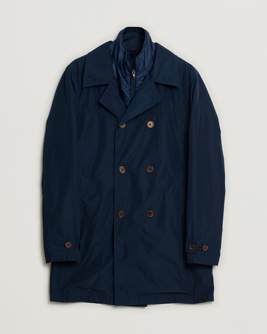 Morris Heritage Double Breasted Nylon Coat Navy 46