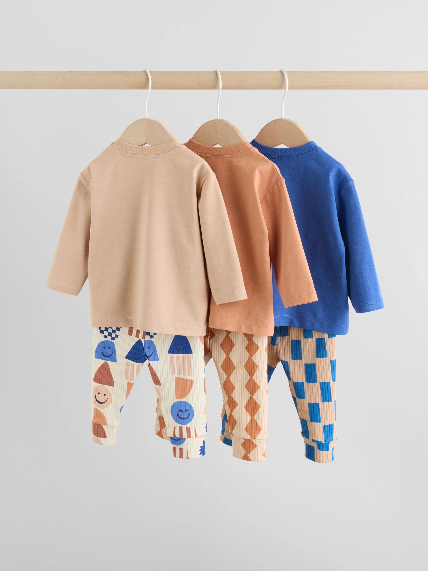 Blauw met vormen - Tops en Leggings 6 -delige babyset (0mnd-3jr)