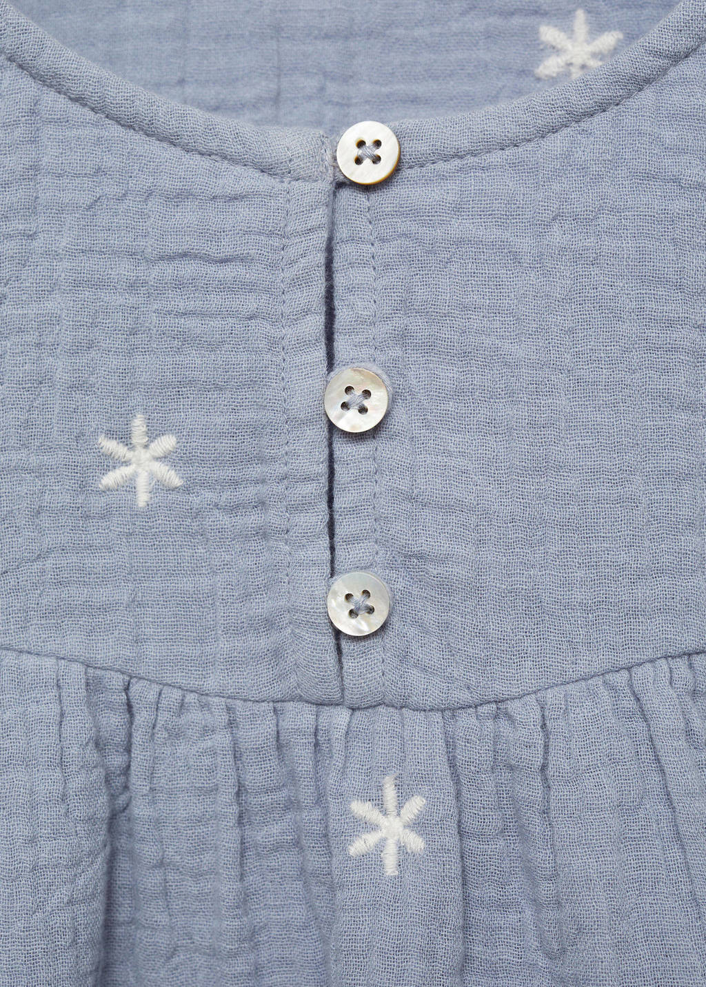 Mango Kids top met borduursels lichtblauw