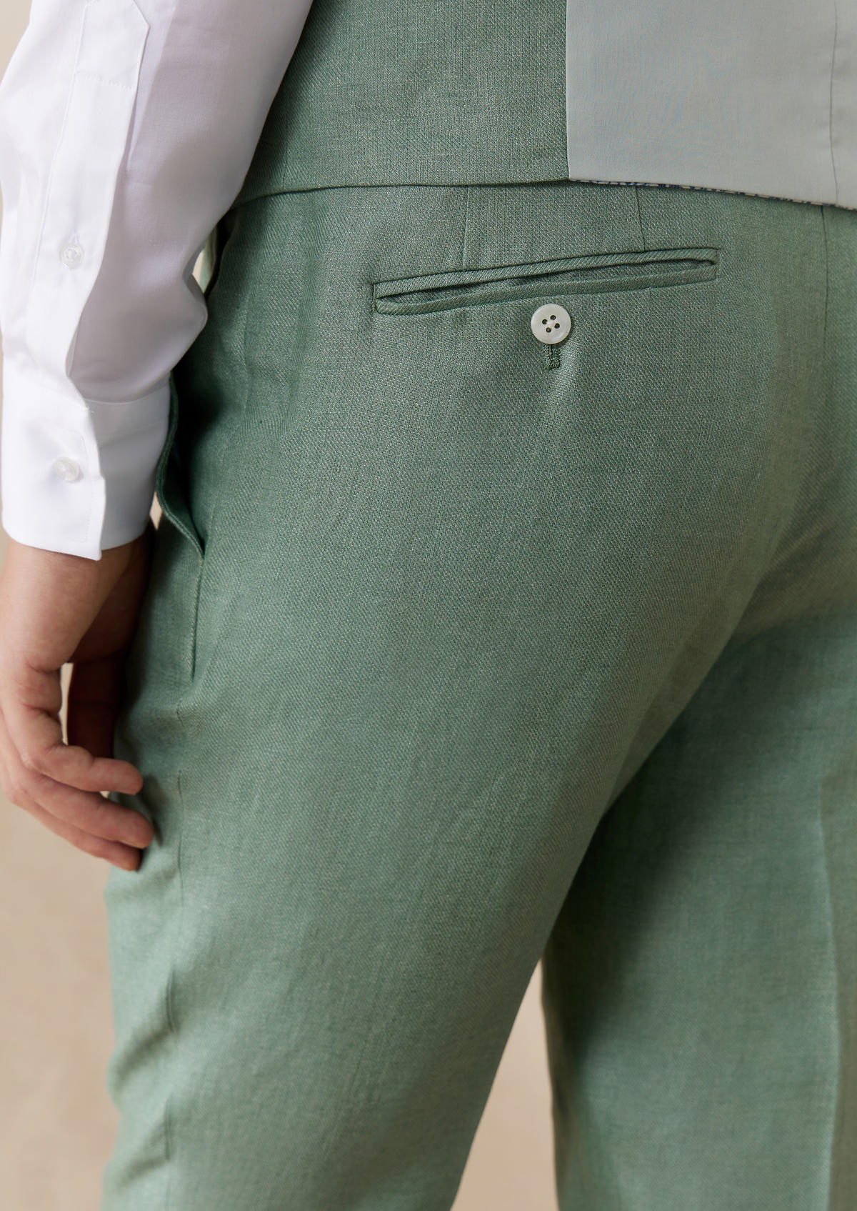 Pantalon coordonnable Slim en lin uni vert
