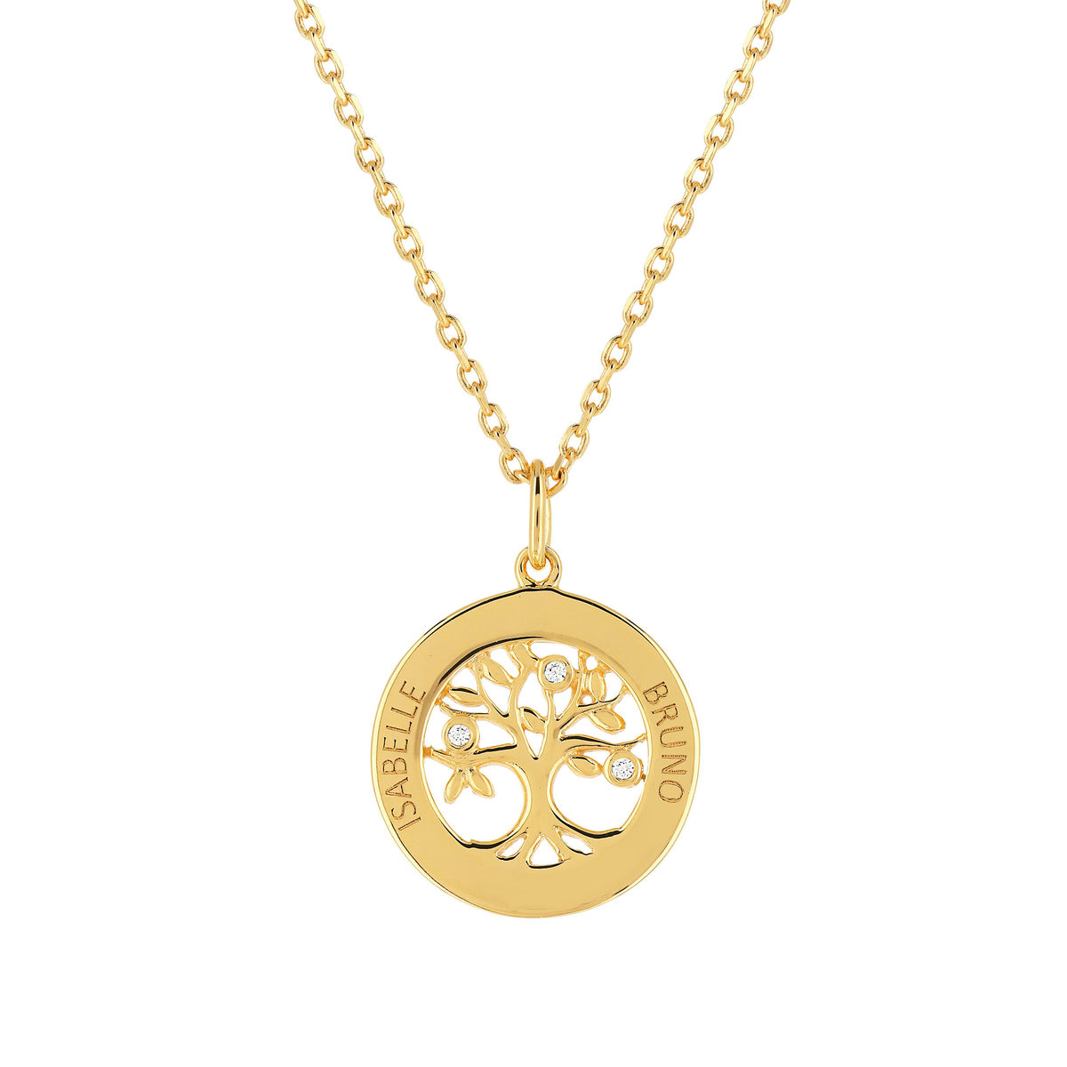 Collier plaqué or arbre de vie zirconias 44,5 cm