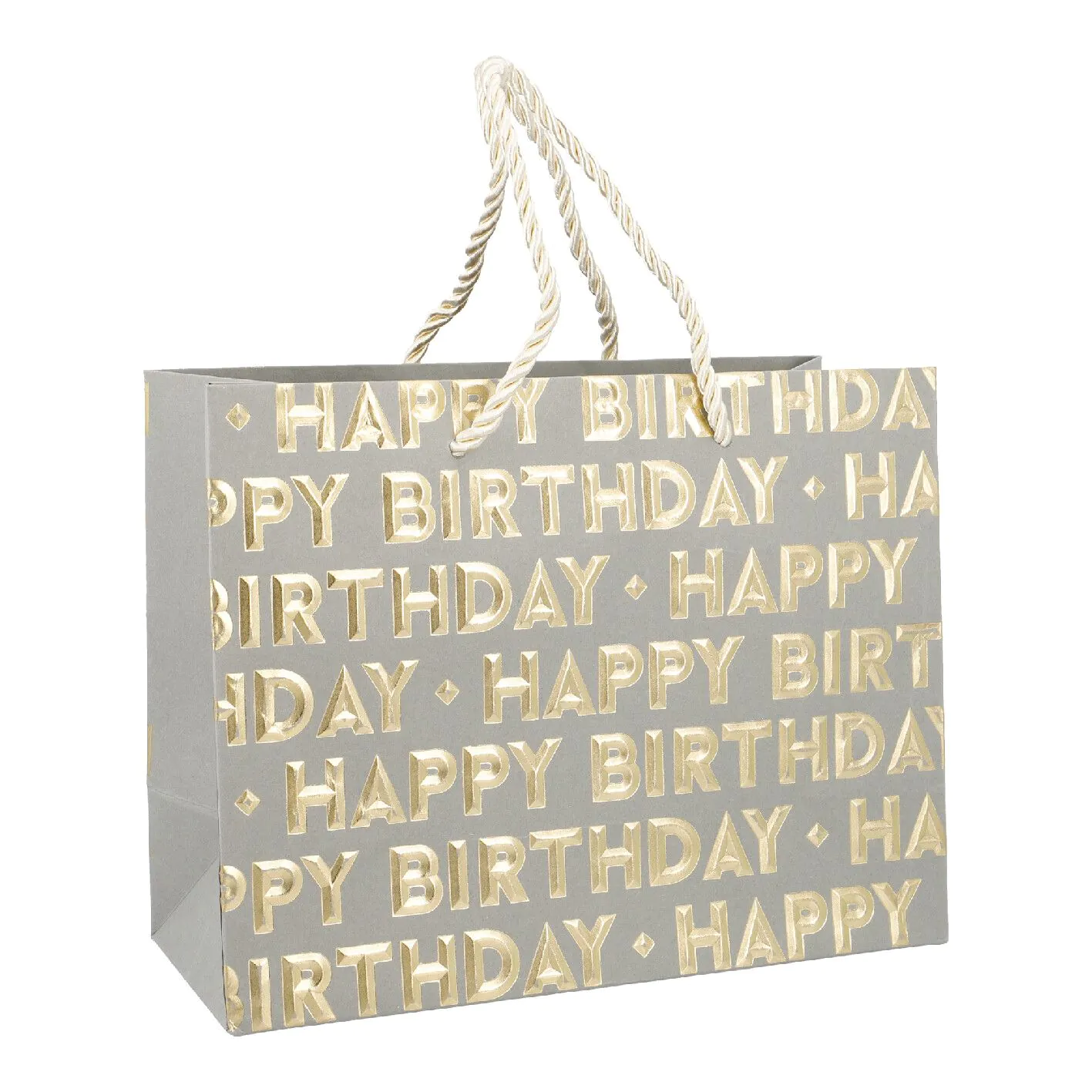 Geschenktüte Happy Birthday, grau