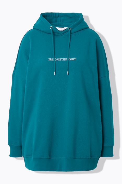 Hoodie, oversized, Glitzer-Statement, Kapuze