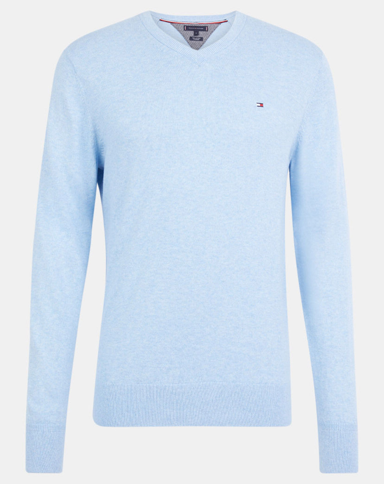 Tommy Hilfiger Pull en Coton & Cachemire Pima col V bleu ciel