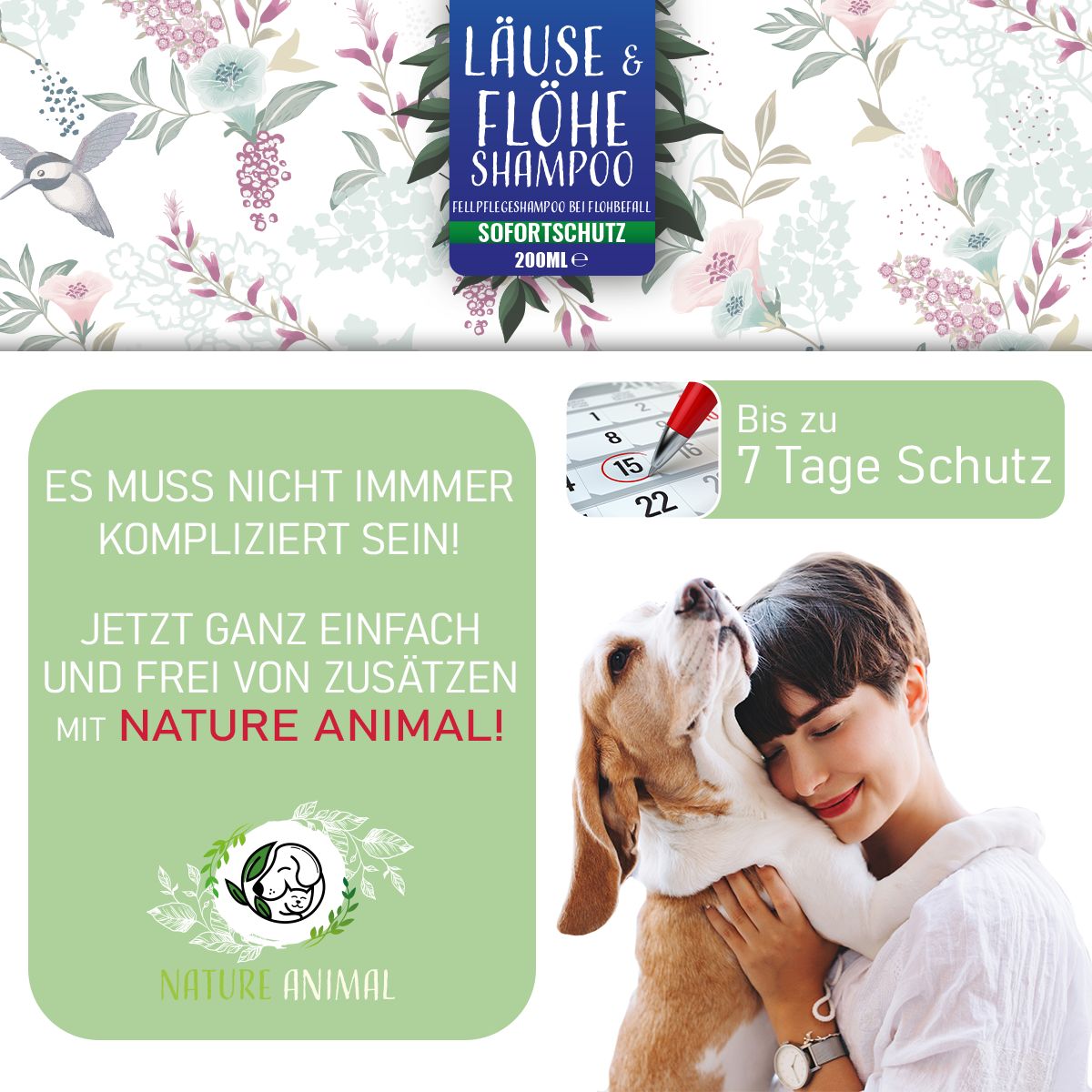 Nature Animal® | Läuse & Flöhe Shampoo für Hund und Katze