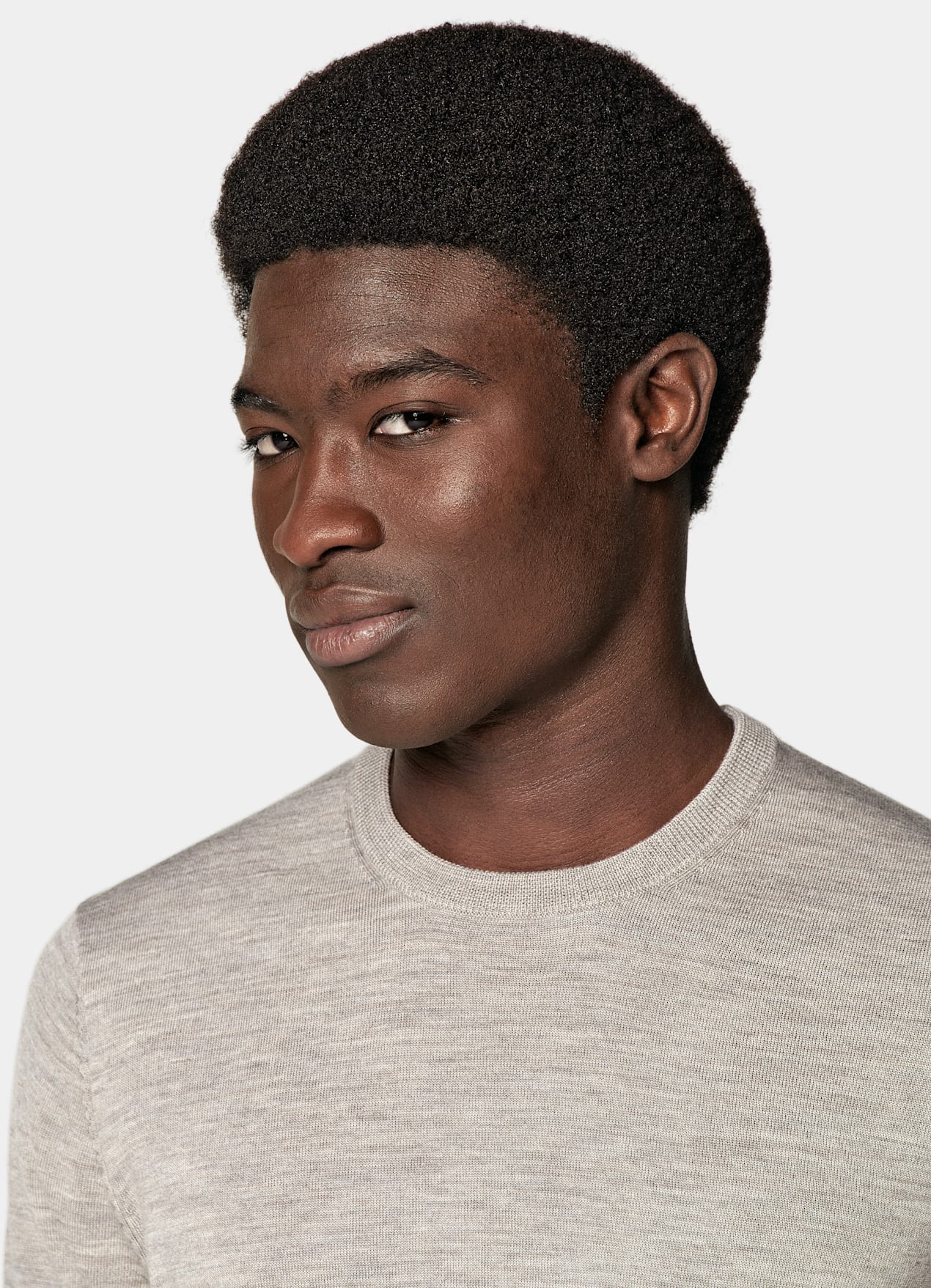 Pull col rond Merino taupe
