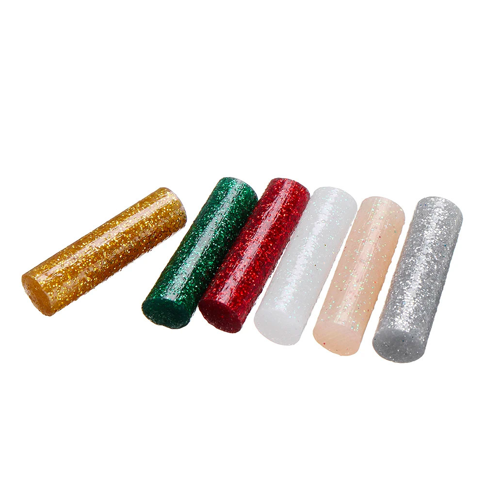 (100er Set) Ø7mm Ersatz Mini Klebe Sticks für Heissleim Klebepistole - Bunt (Glitzer)