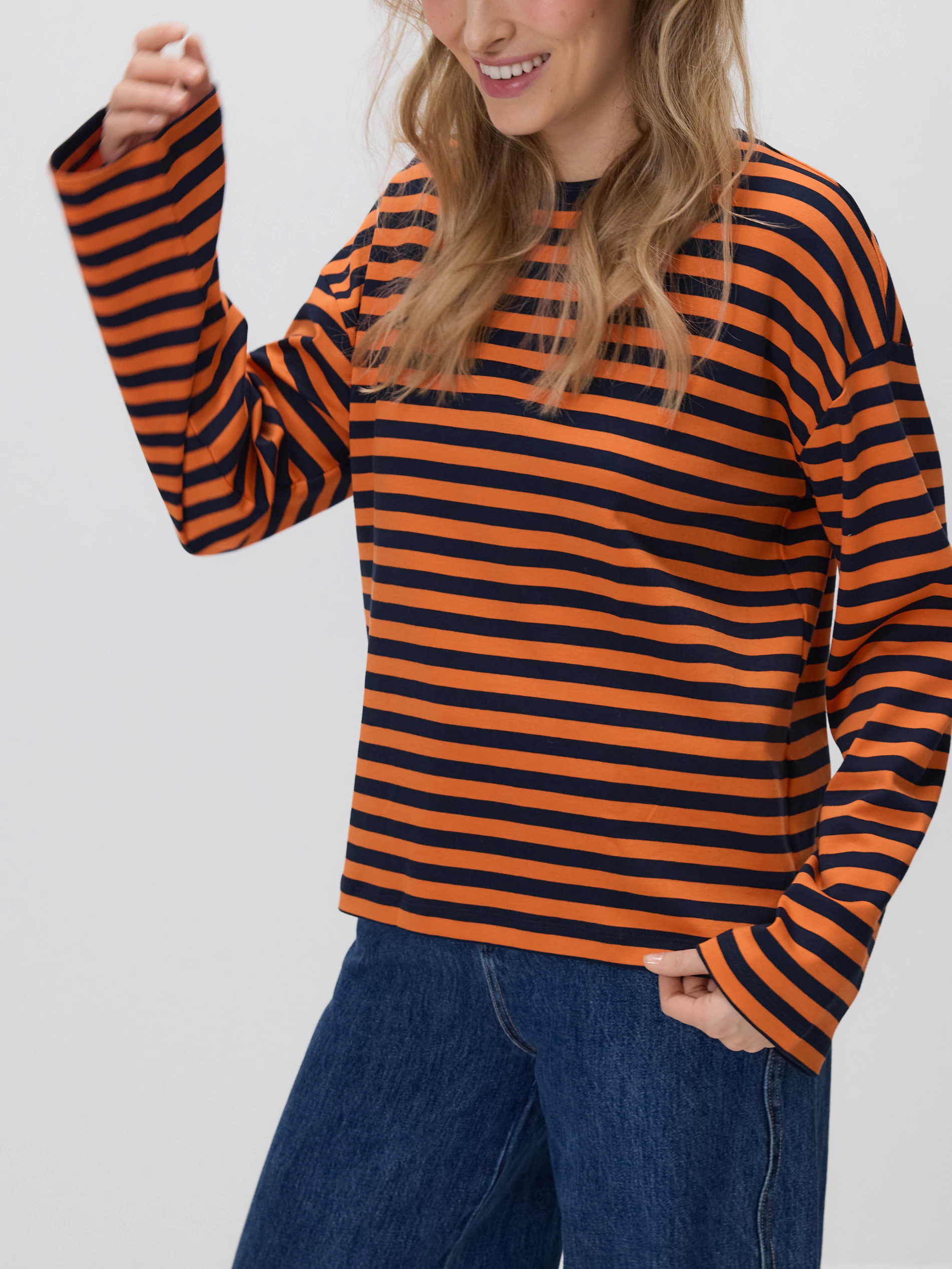 Gestreiftes Baumwoll-Longsleeve