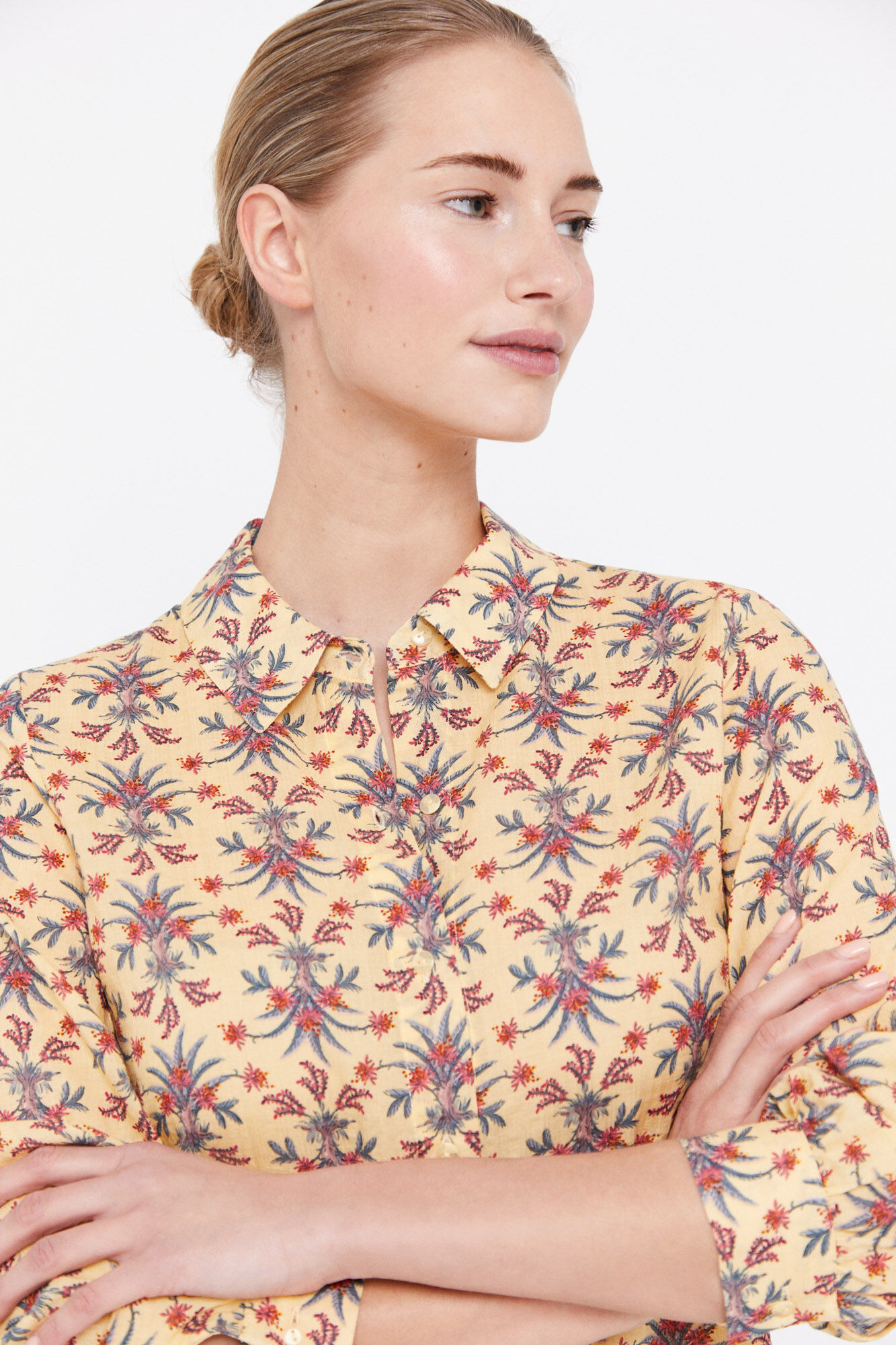 Camisa de algodão estampada - Estampa amarela