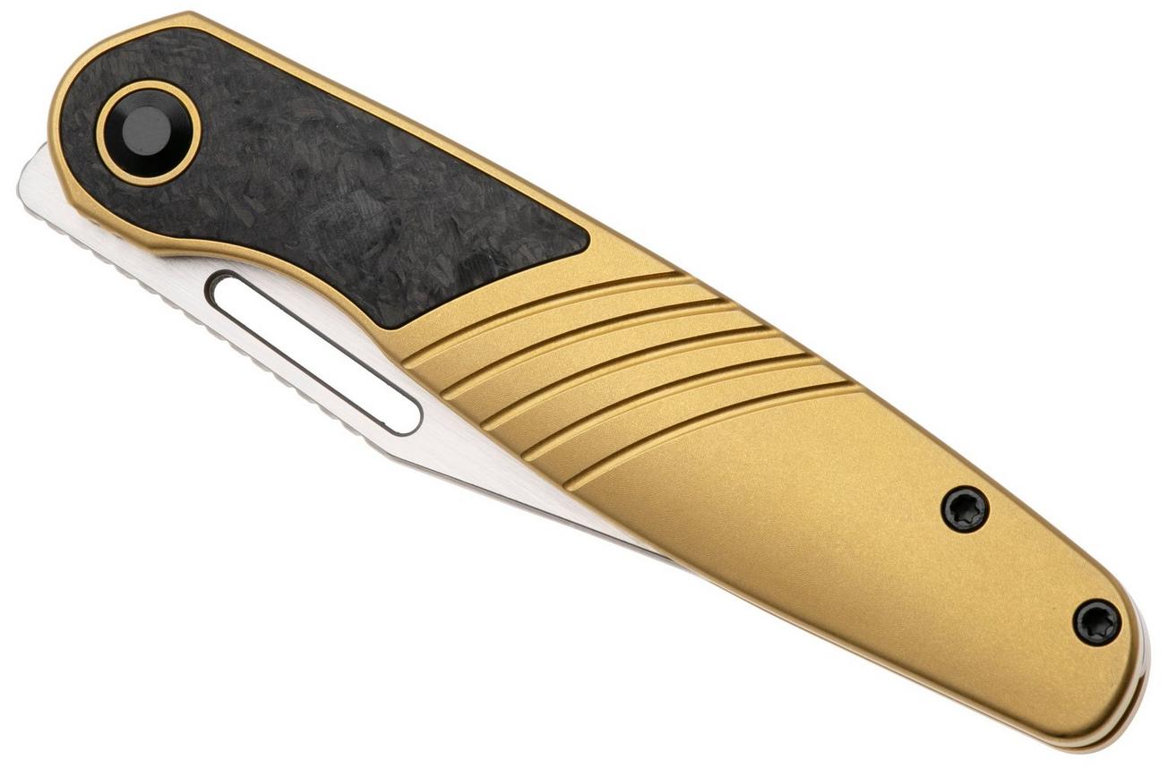 Kizer Raze KI3720A3 Two Tone S45VN, Gold Titanium Carbonfiber Inlay, zakmes, Mark Perez design