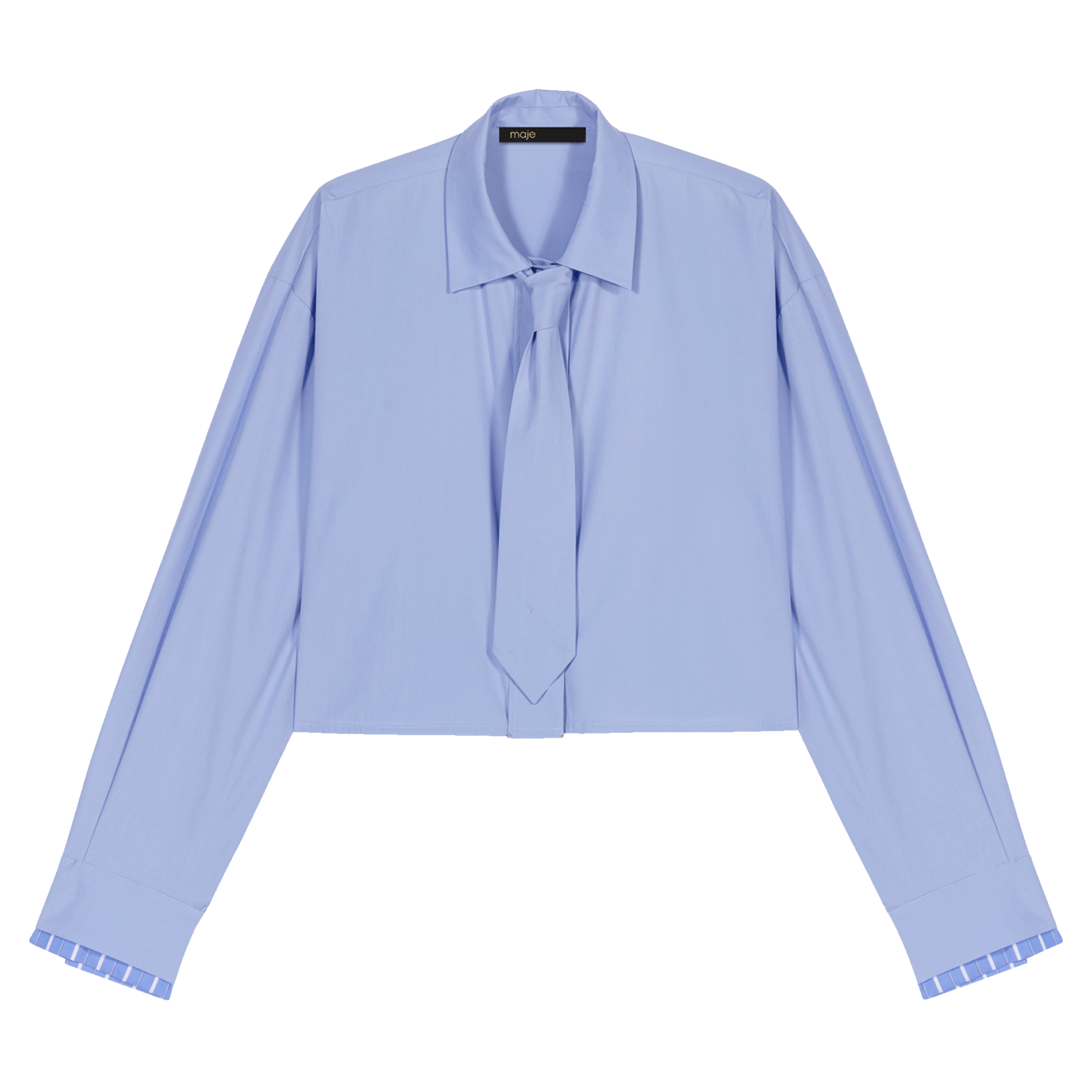 Chemise ample col classique en coton mélangé | Bleu