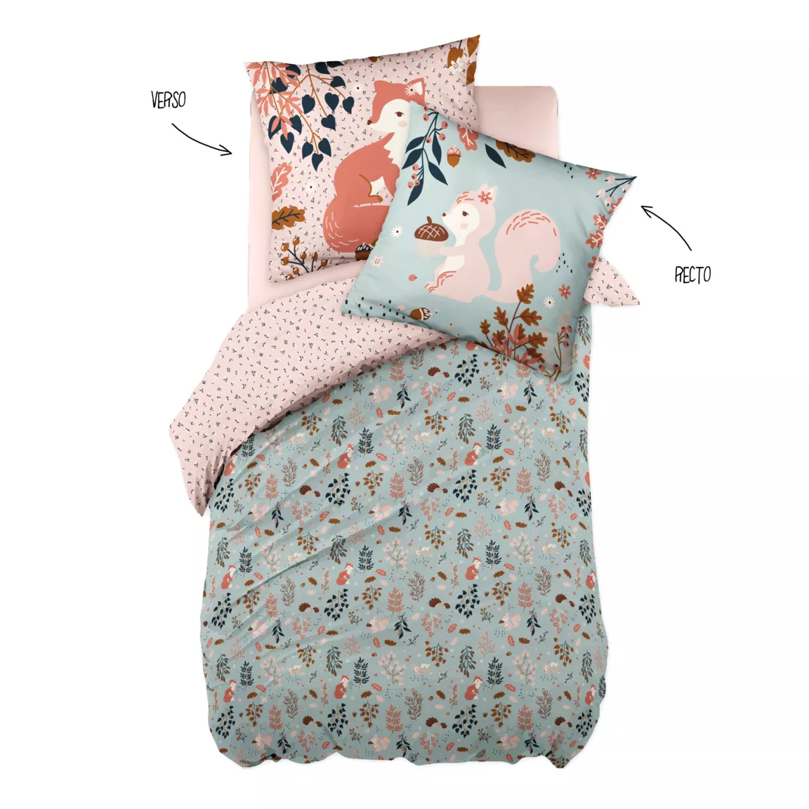 Housse de couette et une taie enfant coton (140 x 200 cm) Tamia Multicolore