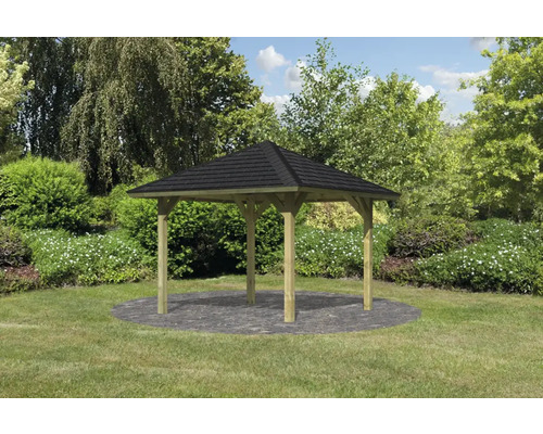 Karibu Achtrup paviljoen inclusief shingles, H-ankers 264,5 x 264,5 cm drukgeïmpregneerd