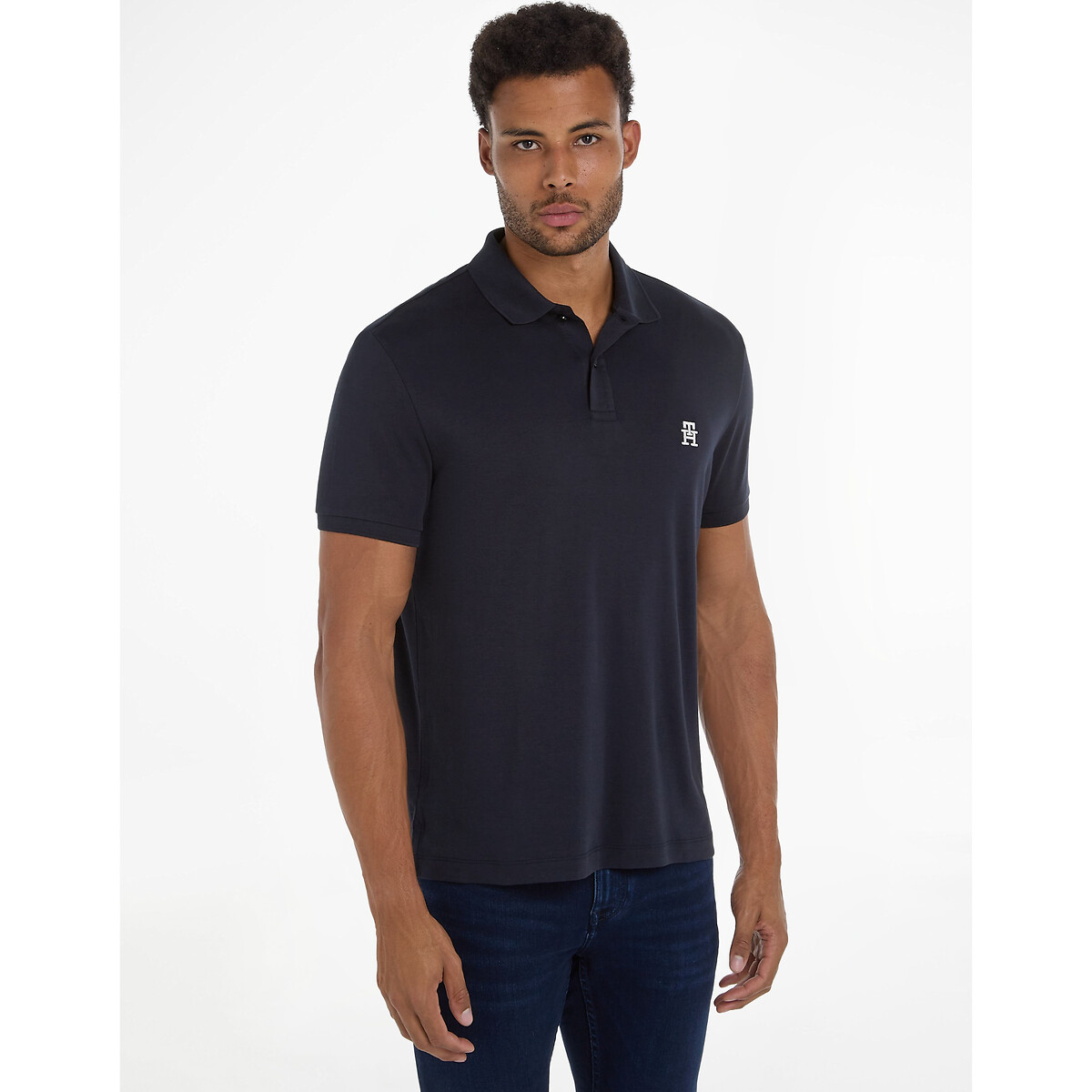 TOMMY HILFIGER<br>Camisa polo reta com logotipo bordado