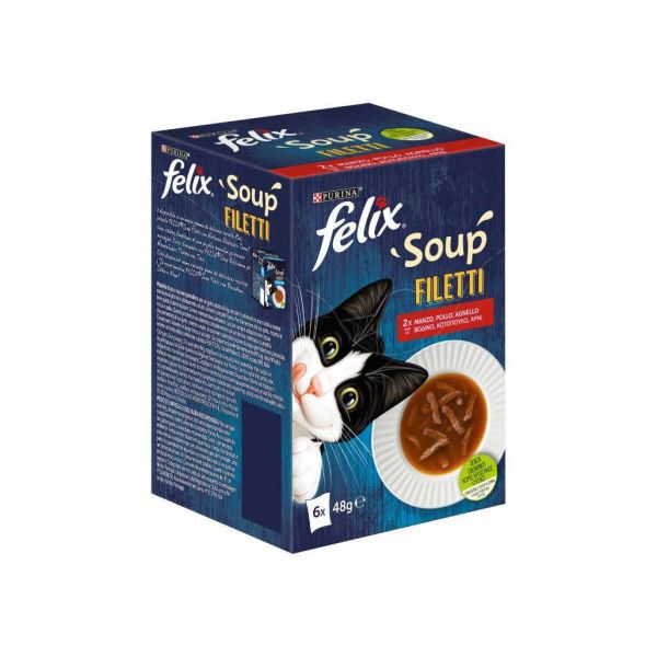 Ração Húmida Purina Felix Comida Húmida Soup Filetti Campo 6x48g