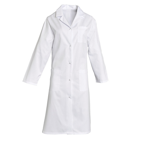 Blouse professionnelle blanche 100% coton manches longues, taille 56/58