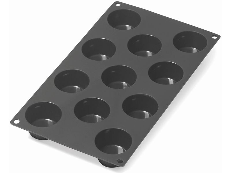 Lékué Muffin Backform Silikon, Schwarz, 11 Mulden Mini Muffins Form