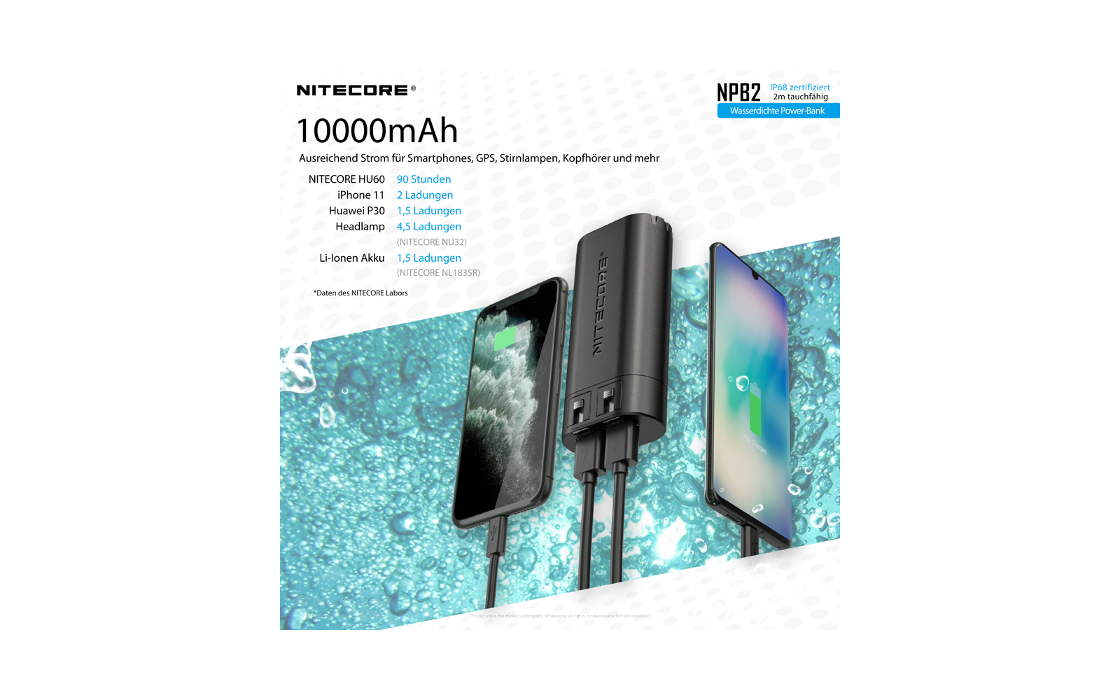 Nitecore Powerbank NBP 2 10000 mAh wasserdicht