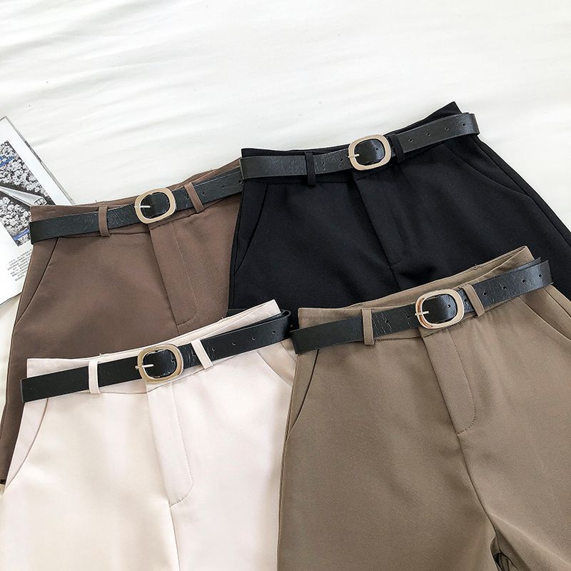 DIYI - Effen shorts met hoge taille en riem