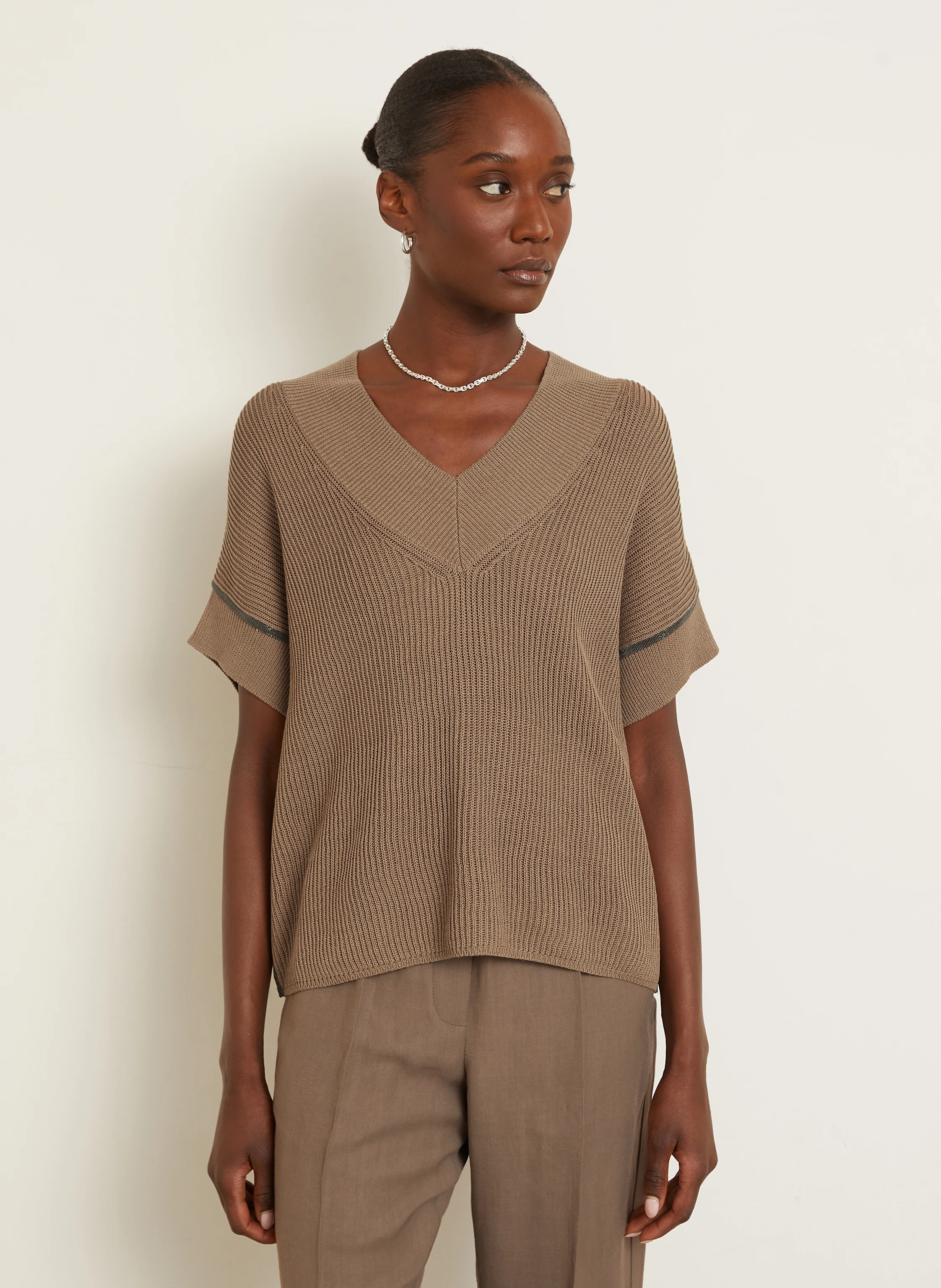 BRUNELLO CUCINELLI Strickshirt mit Schmucksteinen