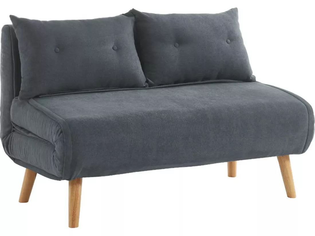 Canapé 2 places convertible en tissu VALERIO - Gris
