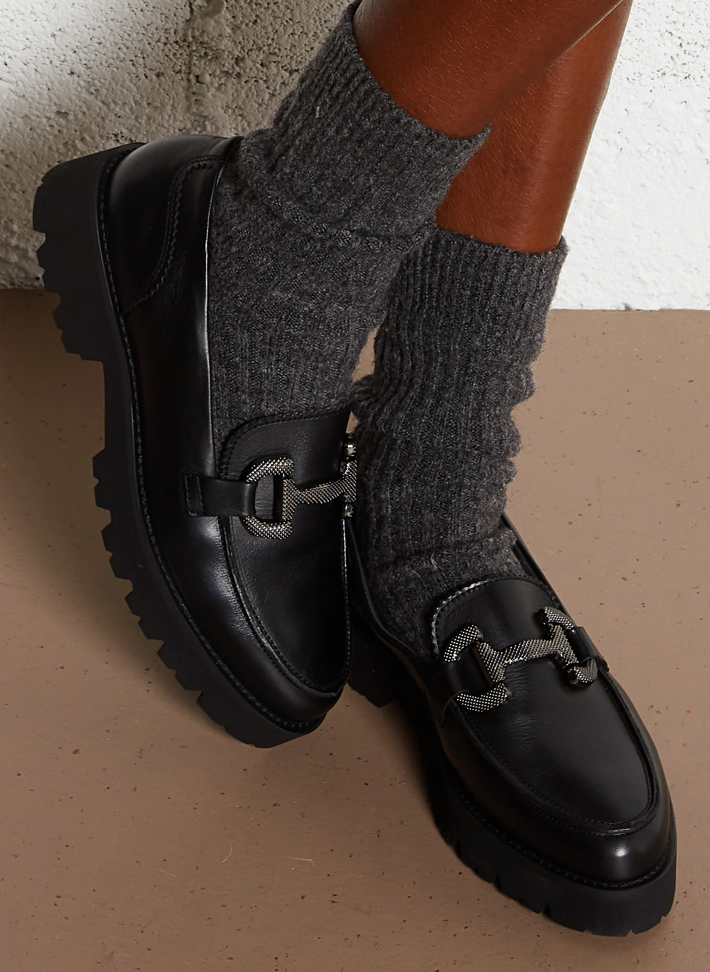 FRIVOLE - Mocassins en cuir| Noir