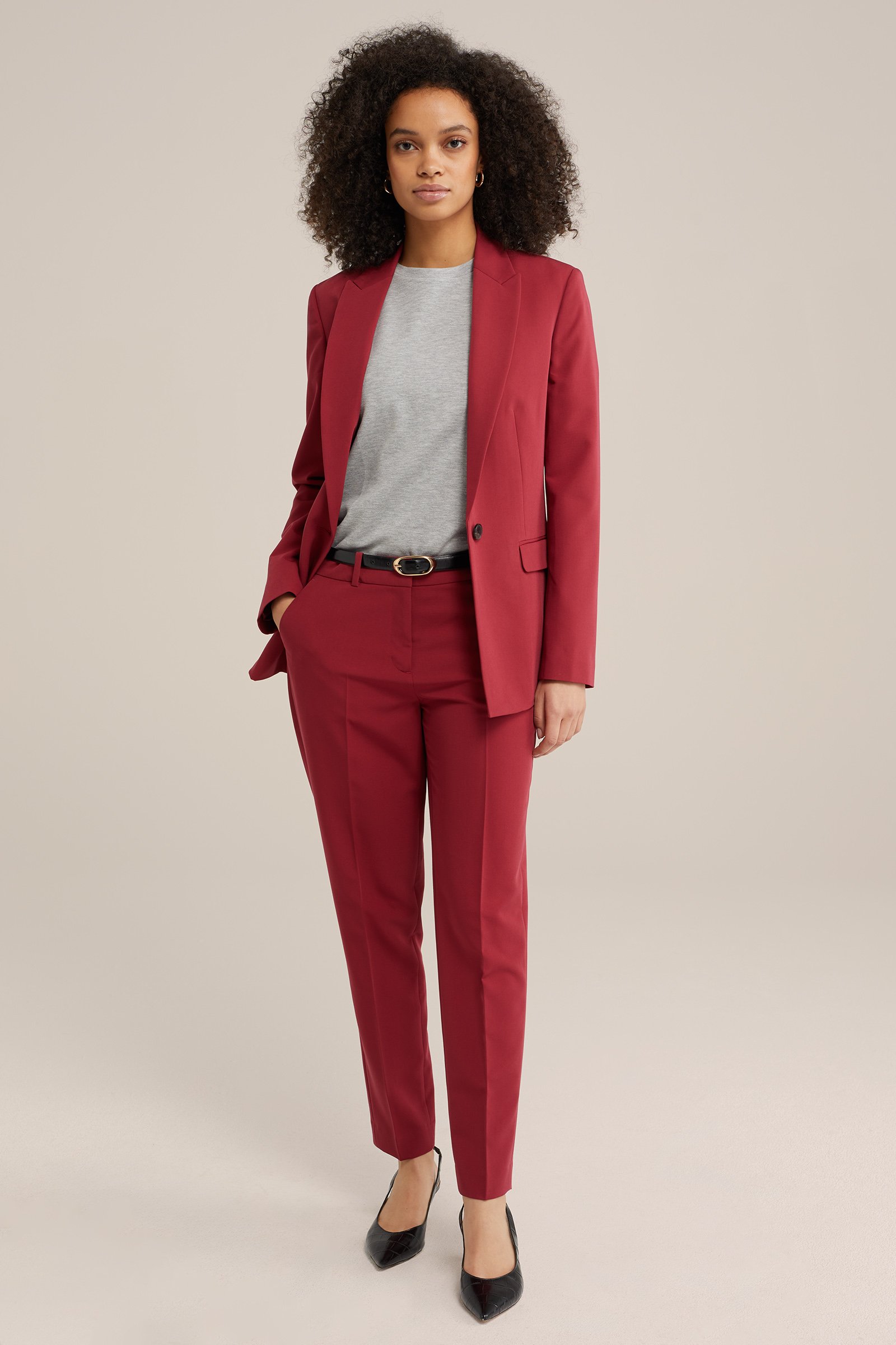 getailleerde blazer WE Fashion Bordeauxrood