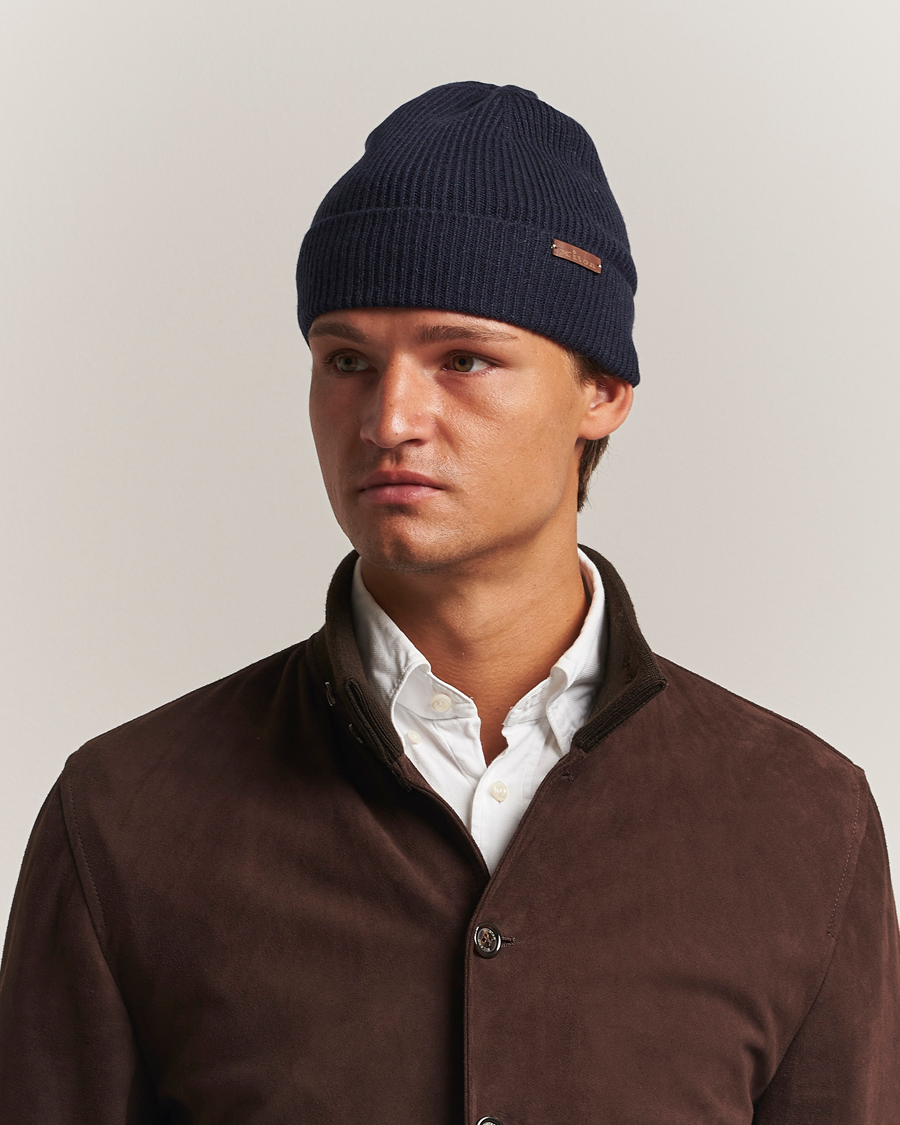 Kiton Rib Cashmere Beanie Navy