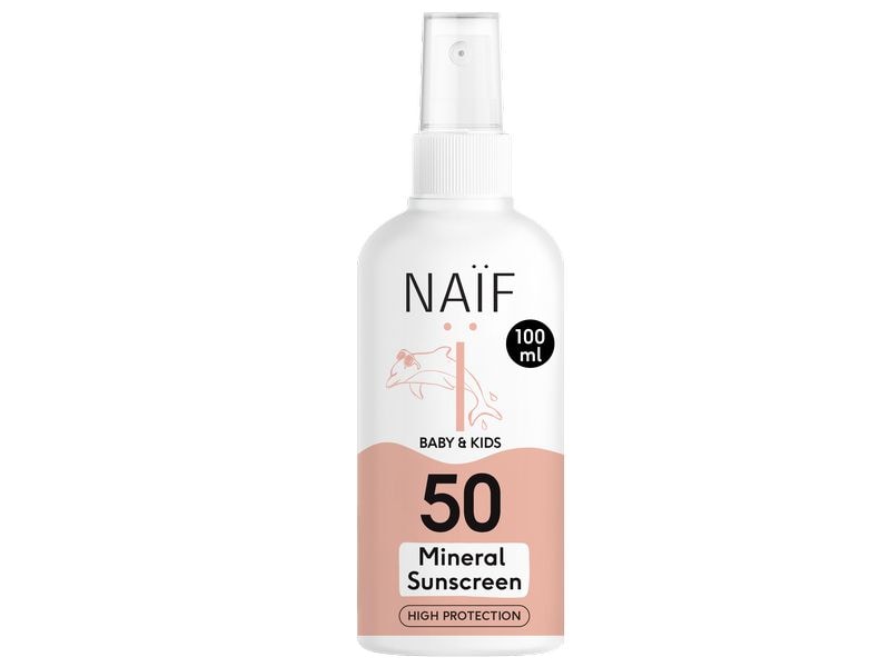 NAÏF Sonnenspray Mineral Baby & Kids SPF50 100 ml Parfümfreies Sonnenschutzspray für Babys und Kinder