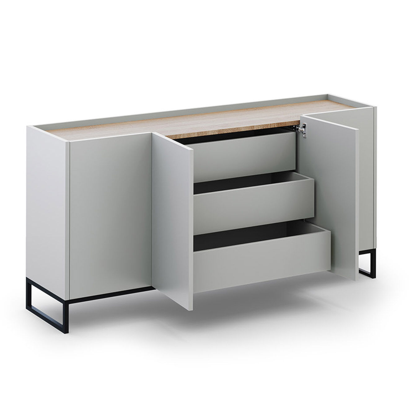 Windsor & Co Buffet Helene chêne naturel/gris clair - 160x40x80 cm
