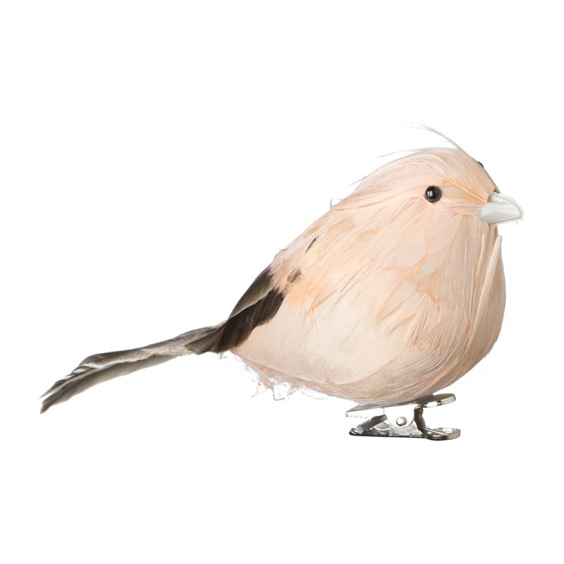 Vogel op clip gekleurd - diverse kleuren - 15x7x6 cm